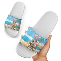 Christmas In July Slide Sandals I Am The Flamingo Elf - Wonder Print Shop