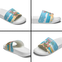 Christmas In July Slide Sandals I Am The Flamingo Elf - Wonder Print Shop