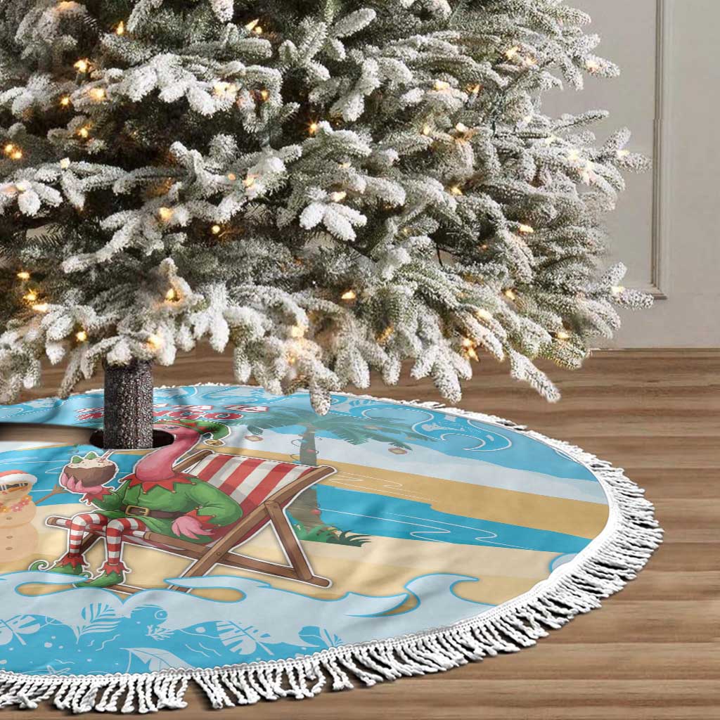 Christmas In July Tree Skirt I Am The Flamingo Elf - Wonder Print Shop