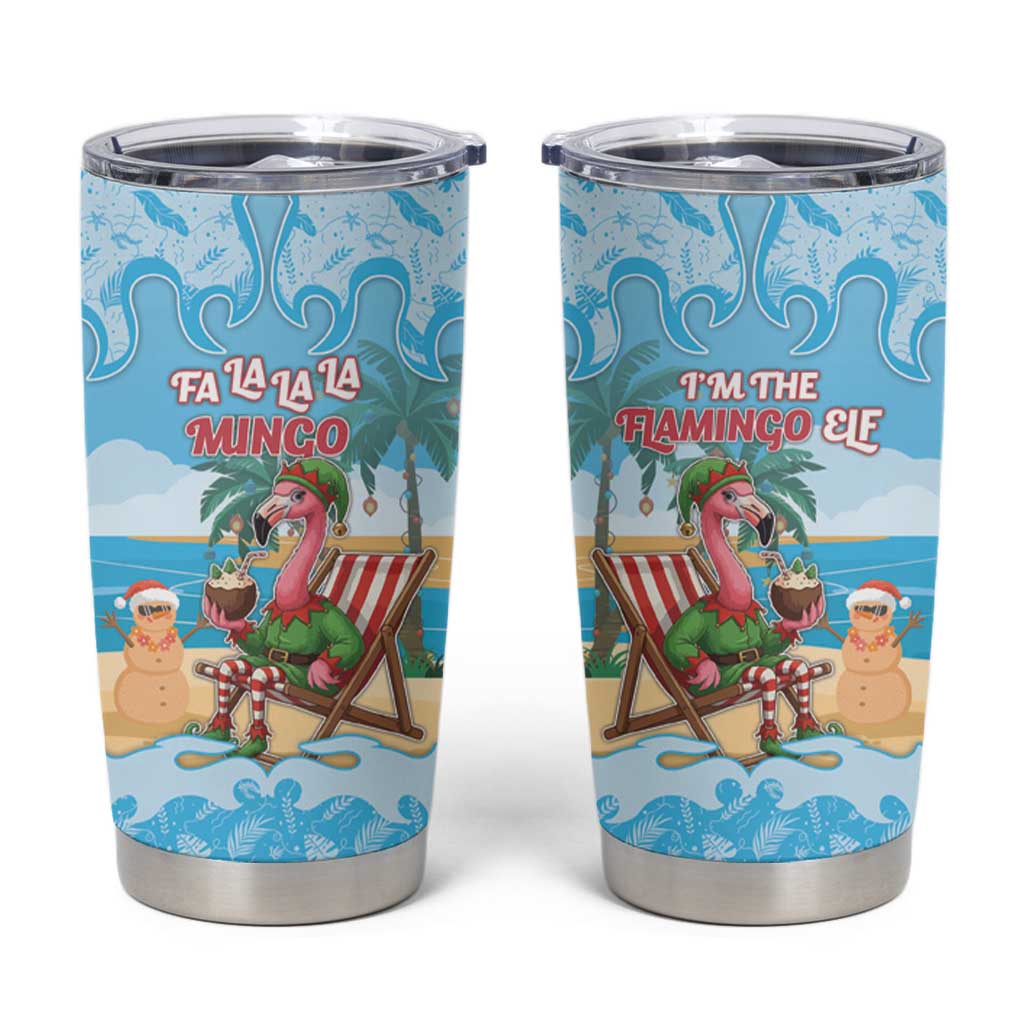 Christmas In July Tumbler Cup I Am The Flamingo Elf - Wonder Print Shop