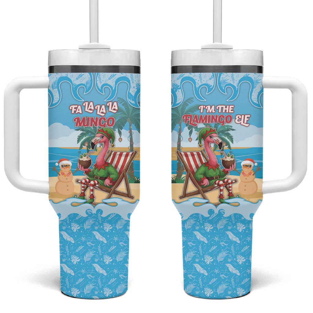 Christmas In July Tumbler With Handle I Am The Flamingo Elf - Wonder Print Shop