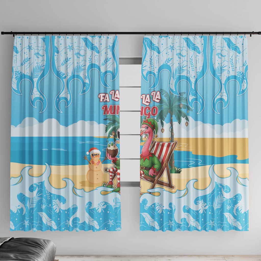 Christmas In July Window Curtain I Am The Flamingo Elf - Wonder Print Shop