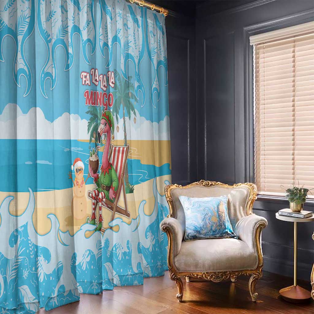 Christmas In July Window Curtain I Am The Flamingo Elf - Wonder Print Shop