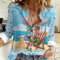 Christmas In July Women Casual Shirt I Am The Flamingo Elf - Wonder Print Shop