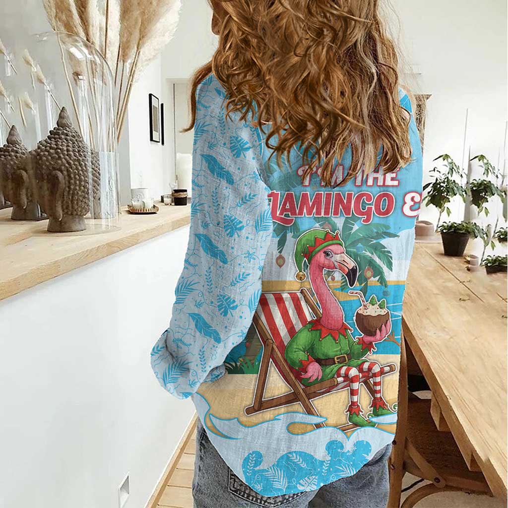 Christmas In July Women Casual Shirt I Am The Flamingo Elf - Wonder Print Shop