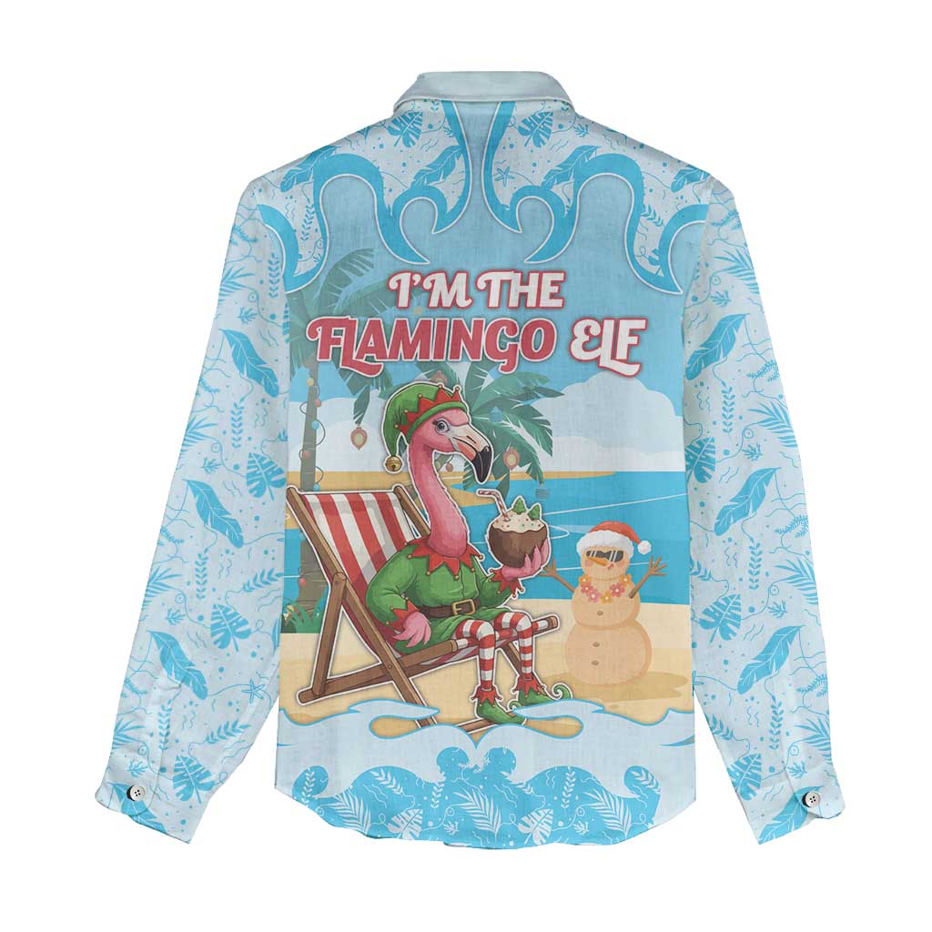 Christmas In July Women Casual Shirt I Am The Flamingo Elf - Wonder Print Shop