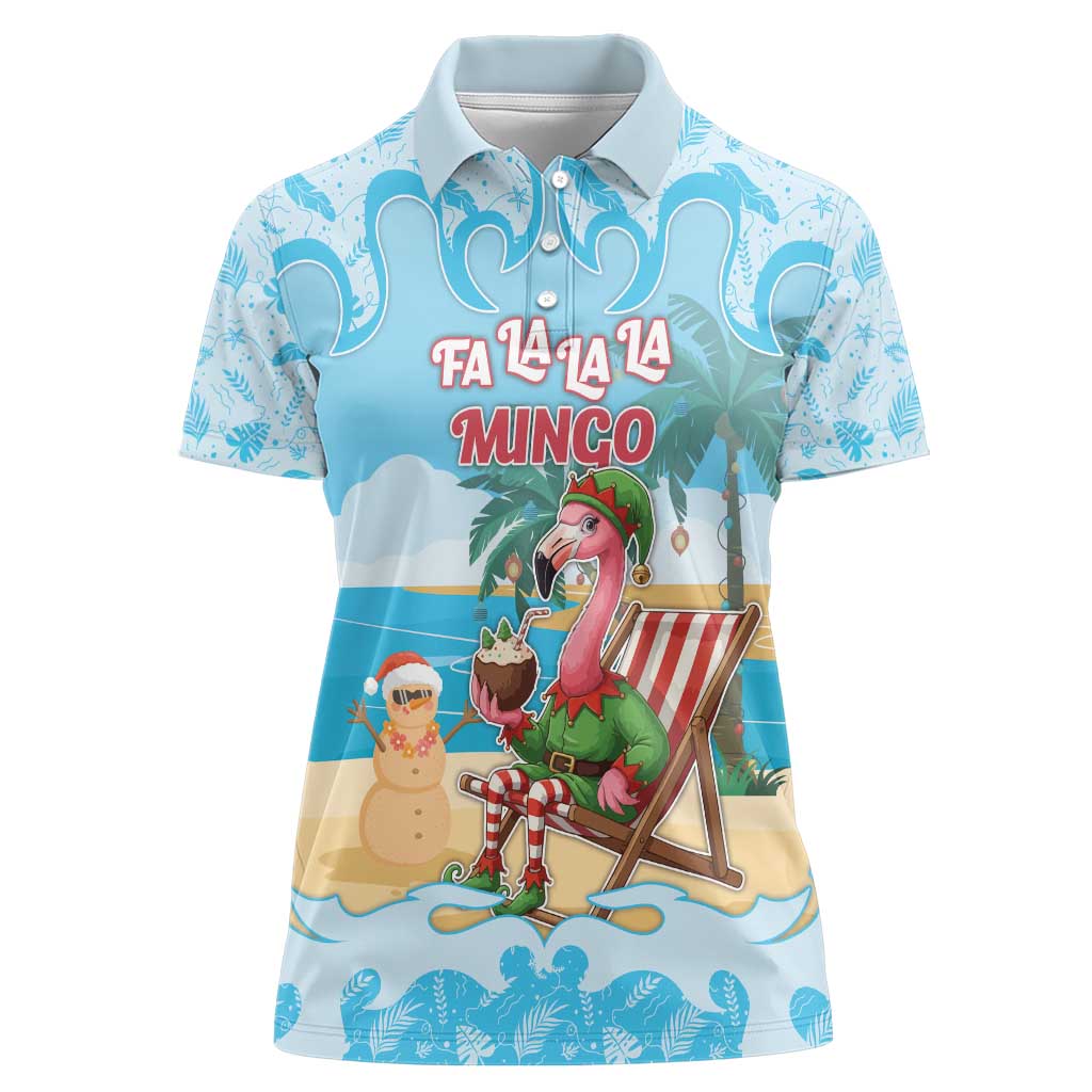 Christmas In July Women Polo Shirt I Am The Flamingo Elf - Wonder Print Shop