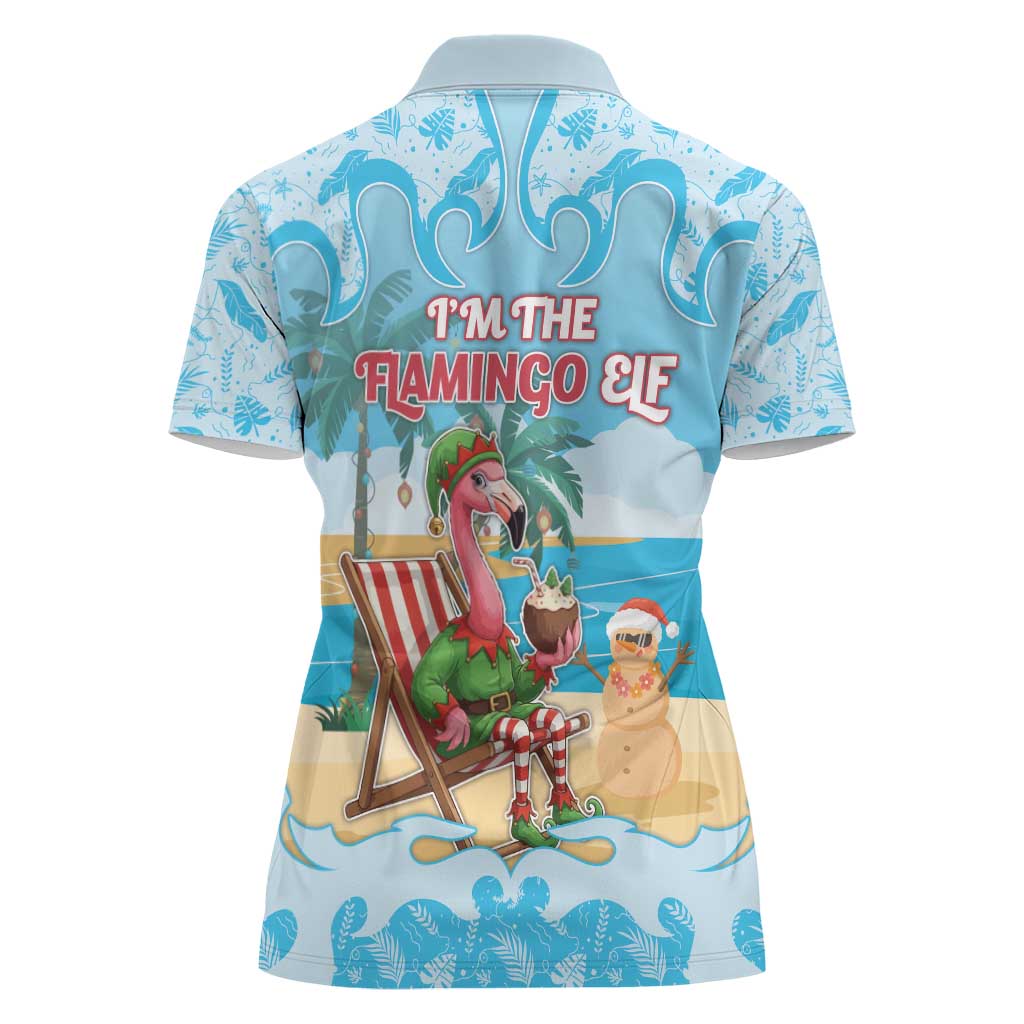 Christmas In July Women Polo Shirt I Am The Flamingo Elf - Wonder Print Shop