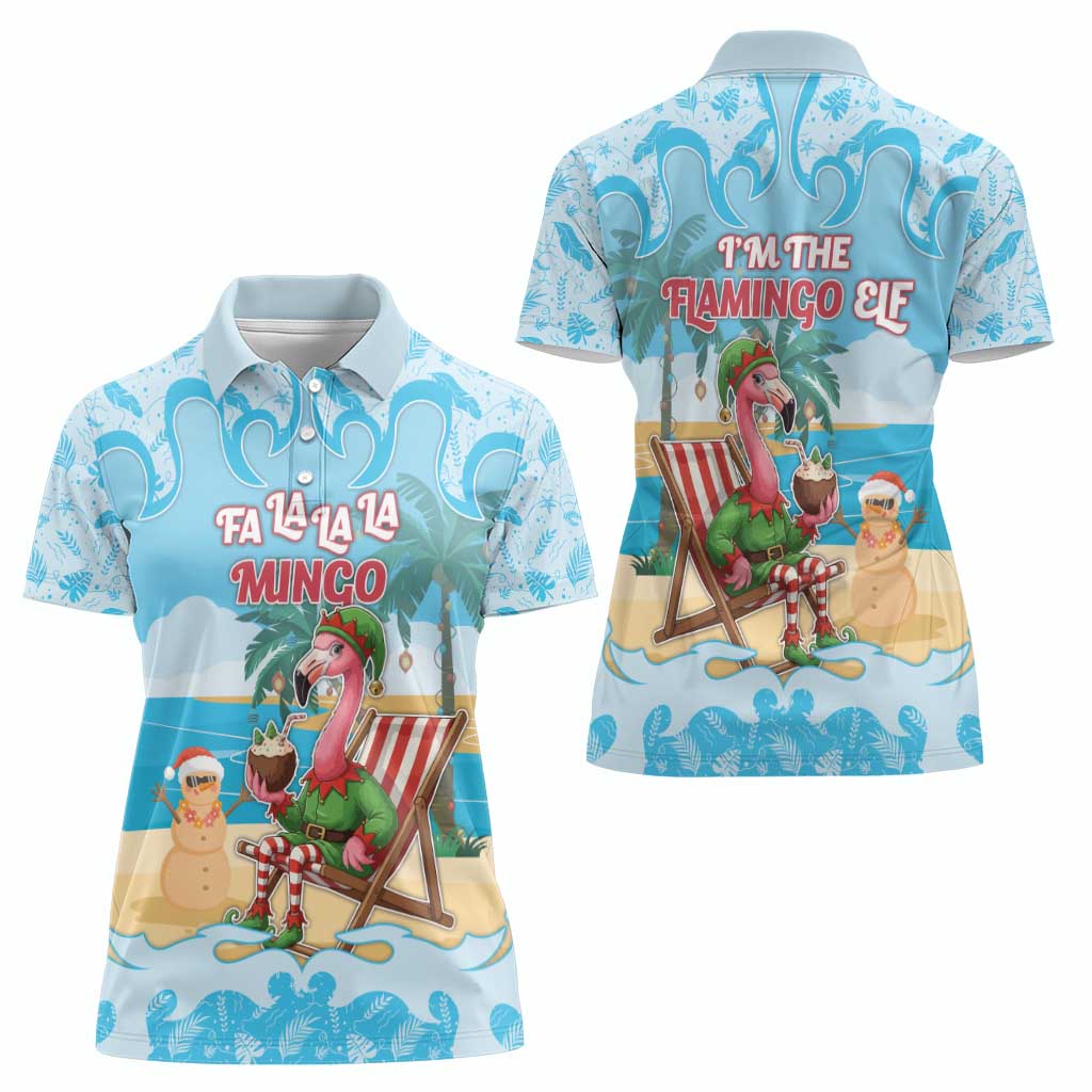 Christmas In July Women Polo Shirt I Am The Flamingo Elf - Wonder Print Shop