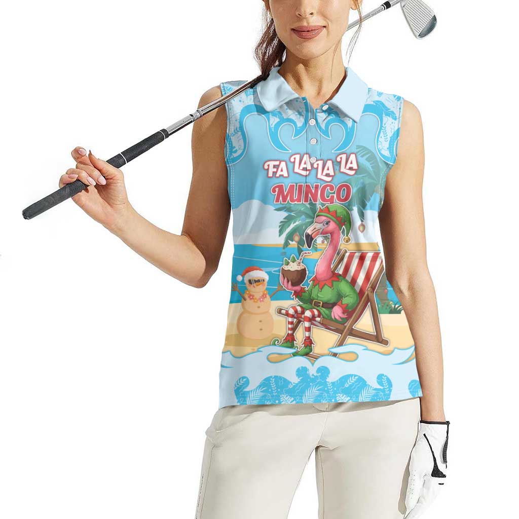 Christmas In July Women Sleeveless Polo Shirt I Am The Flamingo Elf - Wonder Print Shop