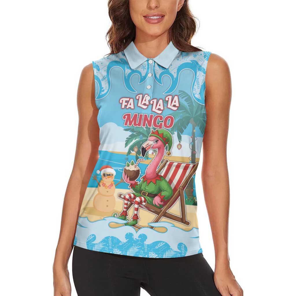 Christmas In July Women Sleeveless Polo Shirt I Am The Flamingo Elf - Wonder Print Shop