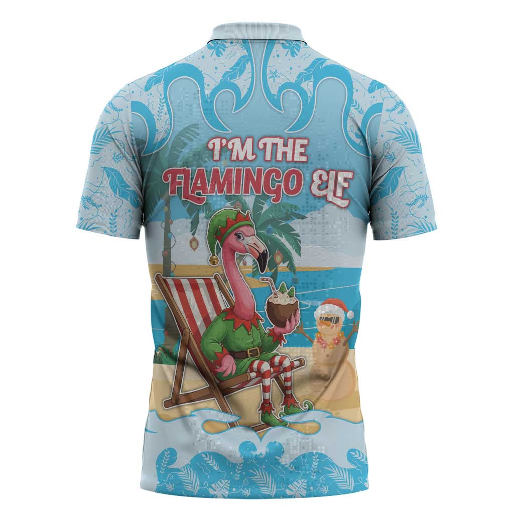 Christmas In July Zipper Polo Shirt I Am The Flamingo Elf - Wonder Print Shop