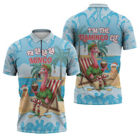 Christmas In July Zipper Polo Shirt I Am The Flamingo Elf - Wonder Print Shop