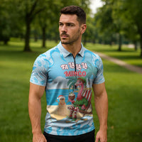 Christmas In July Zipper Polo Shirt I Am The Flamingo Elf - Wonder Print Shop