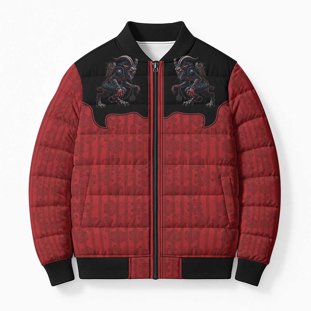 Western Yoke Bomber Puffer Jacket Krampus Christmas Horror Style - Wonder Print Shop