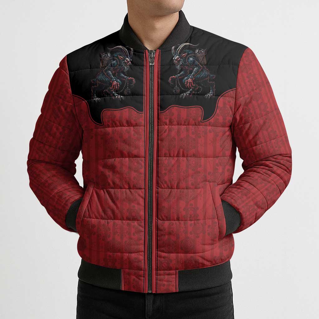 Western Yoke Bomber Puffer Jacket Krampus Christmas Horror Style - Wonder Print Shop