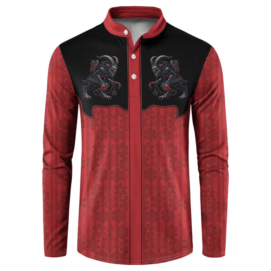 Western Yoke Button Sweatshirt Krampus Christmas Horror Style - Wonder Print Shop