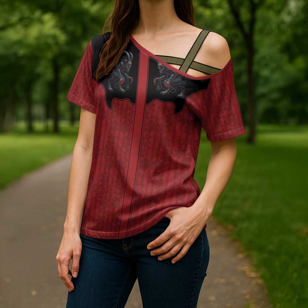 Western Yoke Cross Shoulder Shirt Krampus Christmas Horror Style - Wonder Print Shop