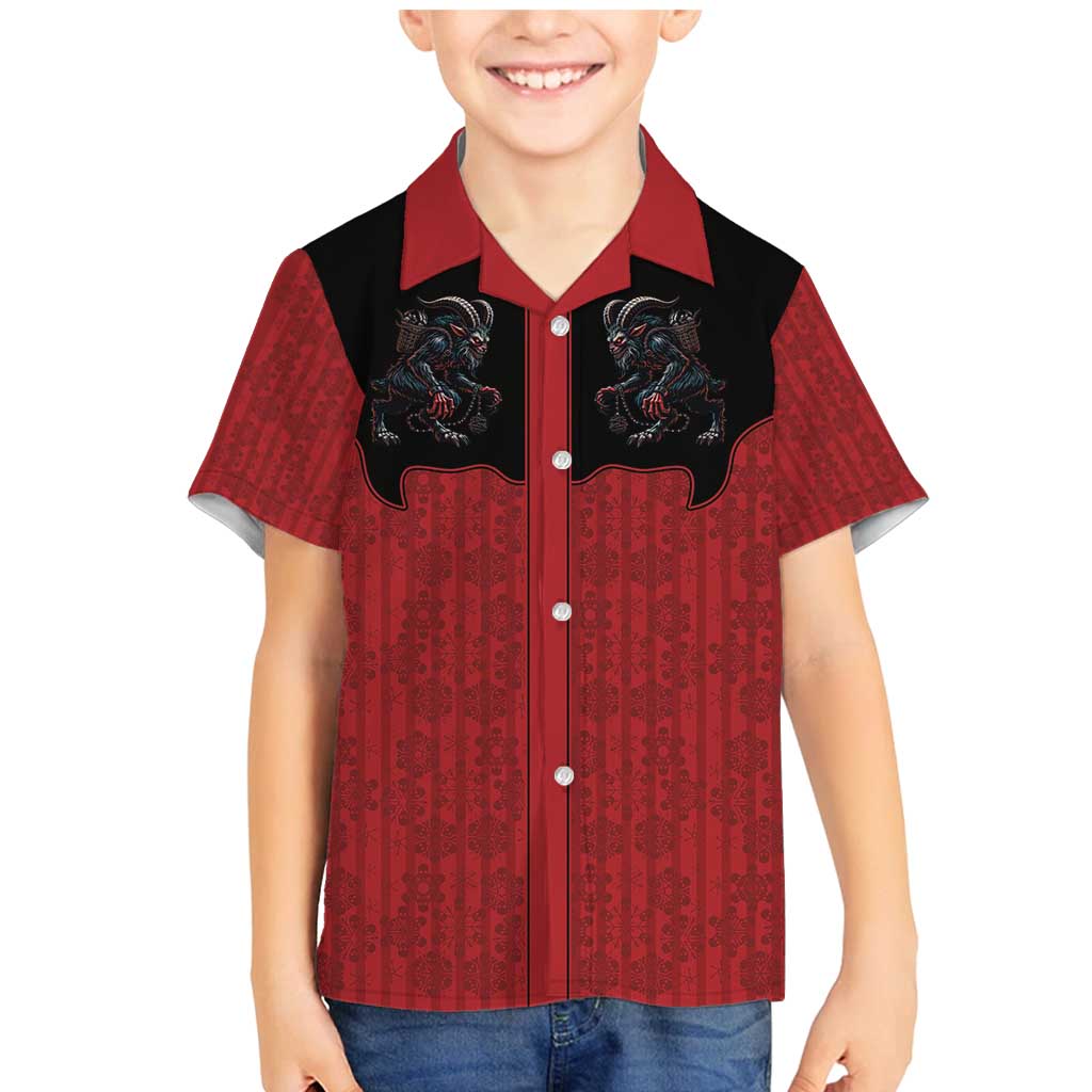 Western Yoke Family Matching Mermaid Dress and Hawaiian Shirt Krampus Christmas Horror Style - Wonder Print Shop