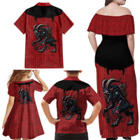 Western Yoke Family Matching Off Shoulder Maxi Dress and Hawaiian Shirt Krampus Christmas Horror Style - Wonder Print Shop