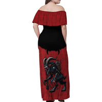 Western Yoke Family Matching Off Shoulder Maxi Dress and Hawaiian Shirt Krampus Christmas Horror Style - Wonder Print Shop