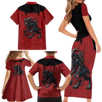 Western Yoke Family Matching Short Sleeve Bodycon Dress and Hawaiian Shirt Krampus Christmas Horror Style - Wonder Print Shop