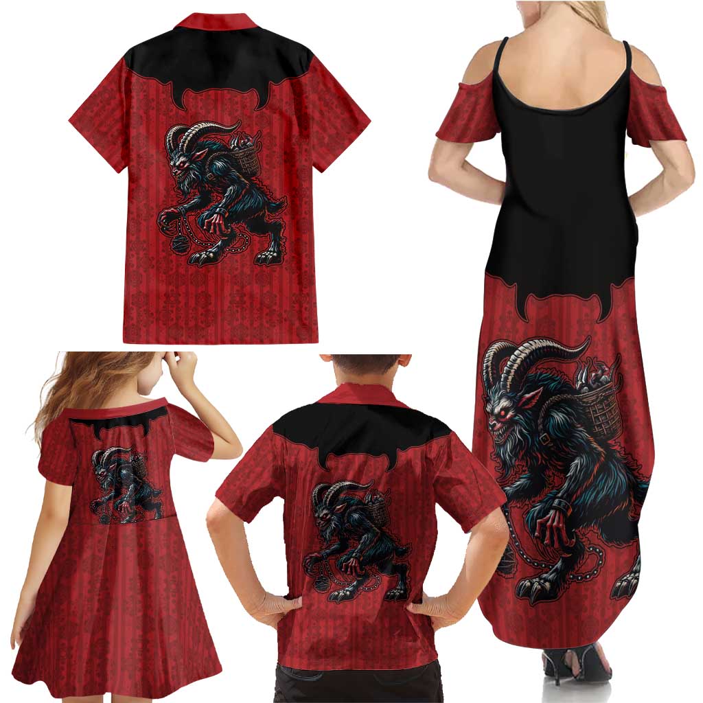 Western Yoke Family Matching Summer Maxi Dress and Hawaiian Shirt Krampus Christmas Horror Style - Wonder Print Shop