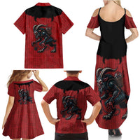 Western Yoke Family Matching Summer Maxi Dress and Hawaiian Shirt Krampus Christmas Horror Style - Wonder Print Shop