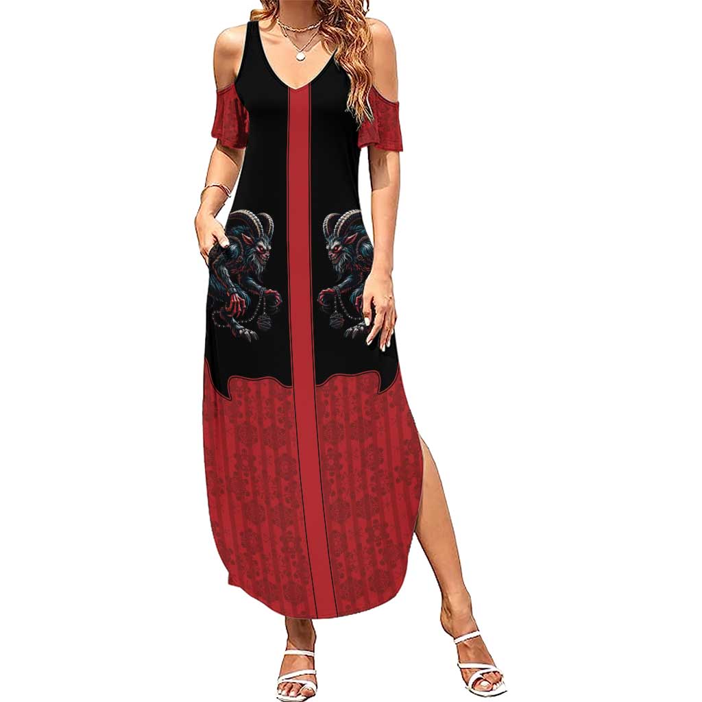 Western Yoke Family Matching Summer Maxi Dress and Hawaiian Shirt Krampus Christmas Horror Style - Wonder Print Shop
