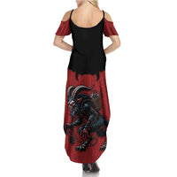 Western Yoke Family Matching Summer Maxi Dress and Hawaiian Shirt Krampus Christmas Horror Style - Wonder Print Shop
