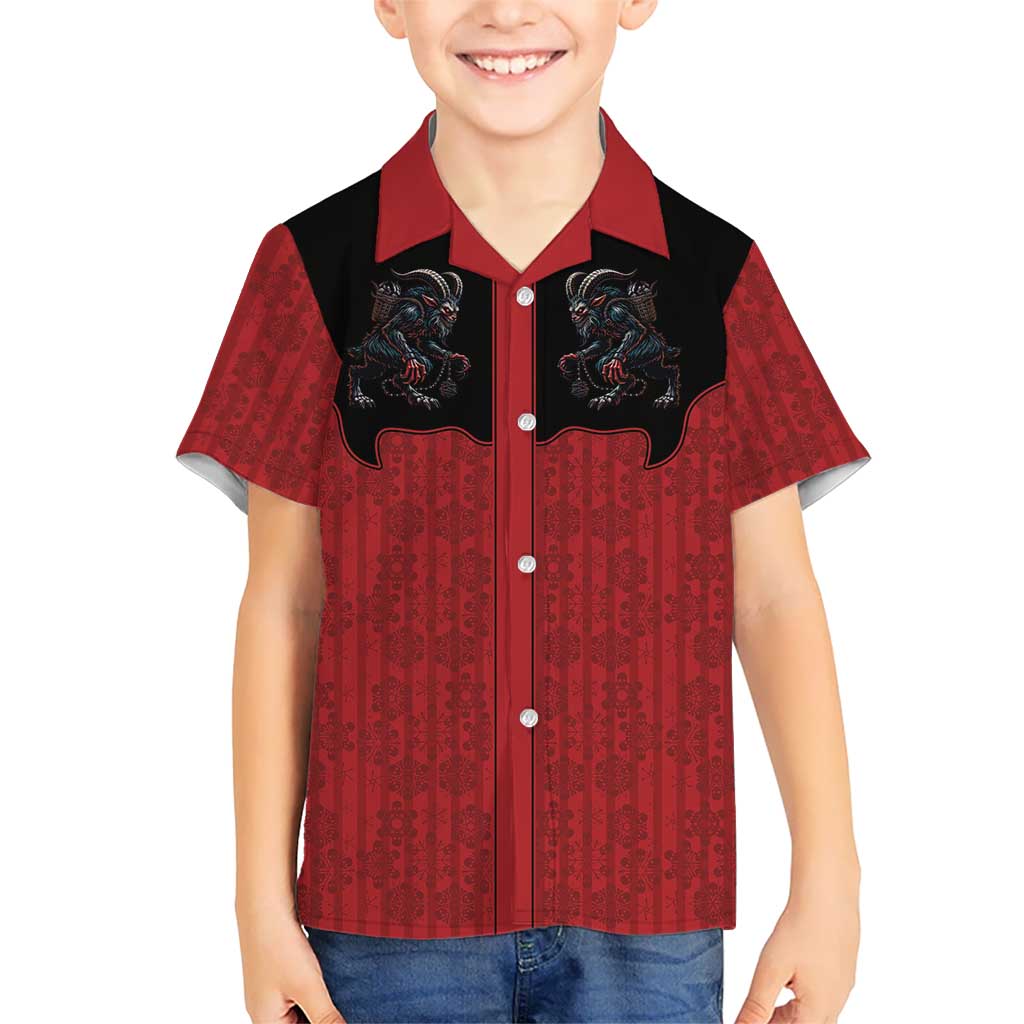 Western Yoke Family Matching Summer Maxi Dress and Hawaiian Shirt Krampus Christmas Horror Style - Wonder Print Shop