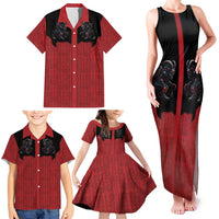 Western Yoke Family Matching Tank Maxi Dress and Hawaiian Shirt Krampus Christmas Horror Style - Wonder Print Shop