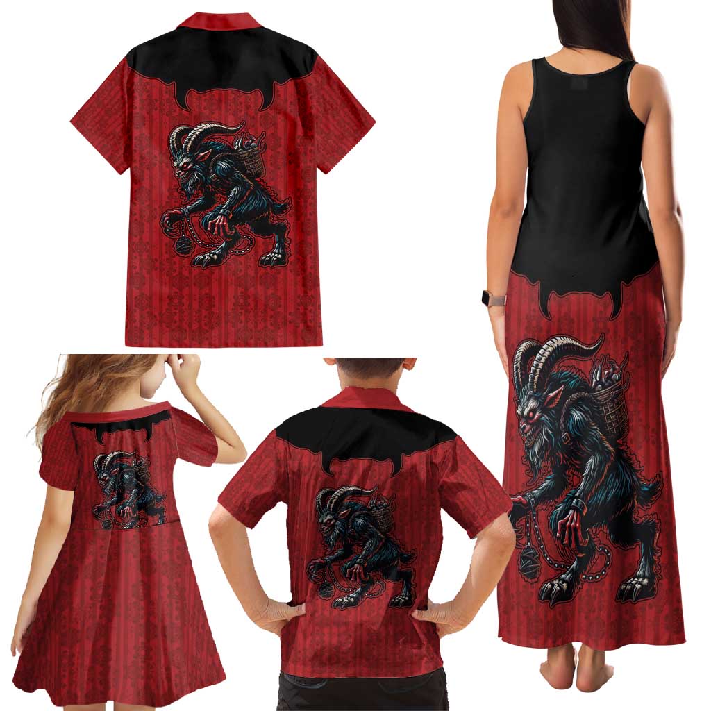 Western Yoke Family Matching Tank Maxi Dress and Hawaiian Shirt Krampus Christmas Horror Style - Wonder Print Shop