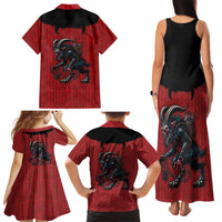 Western Yoke Family Matching Tank Maxi Dress and Hawaiian Shirt Krampus Christmas Horror Style - Wonder Print Shop