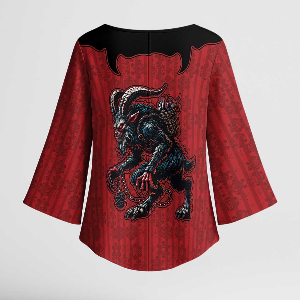 Western Yoke Kimono Sleeve Blouse Krampus Christmas Horror Style - Wonder Print Shop