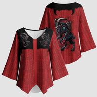 Western Yoke Kimono Sleeve Blouse Krampus Christmas Horror Style - Wonder Print Shop