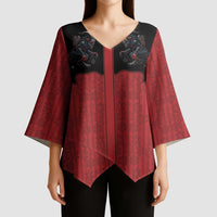 Western Yoke Kimono Sleeve Blouse Krampus Christmas Horror Style - Wonder Print Shop