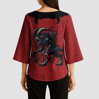 Western Yoke Kimono Sleeve Blouse Krampus Christmas Horror Style - Wonder Print Shop