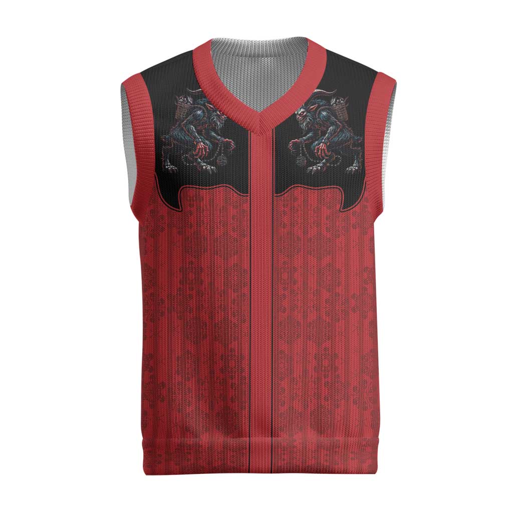 Western Yoke Christmas Knitted V-Neck Vest Krampus Christmas Horror Style - Wonder Print Shop