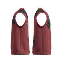 Western Yoke Christmas Knitted V-Neck Vest Krampus Christmas Horror Style - Wonder Print Shop