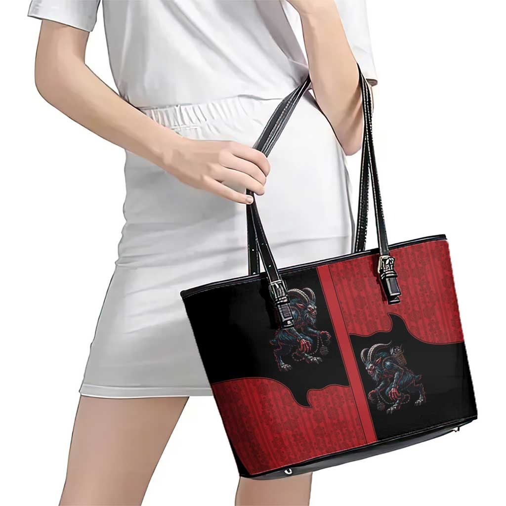 Western Yoke Leather Tote Bag Krampus Christmas Horror Style - Wonder Print Shop