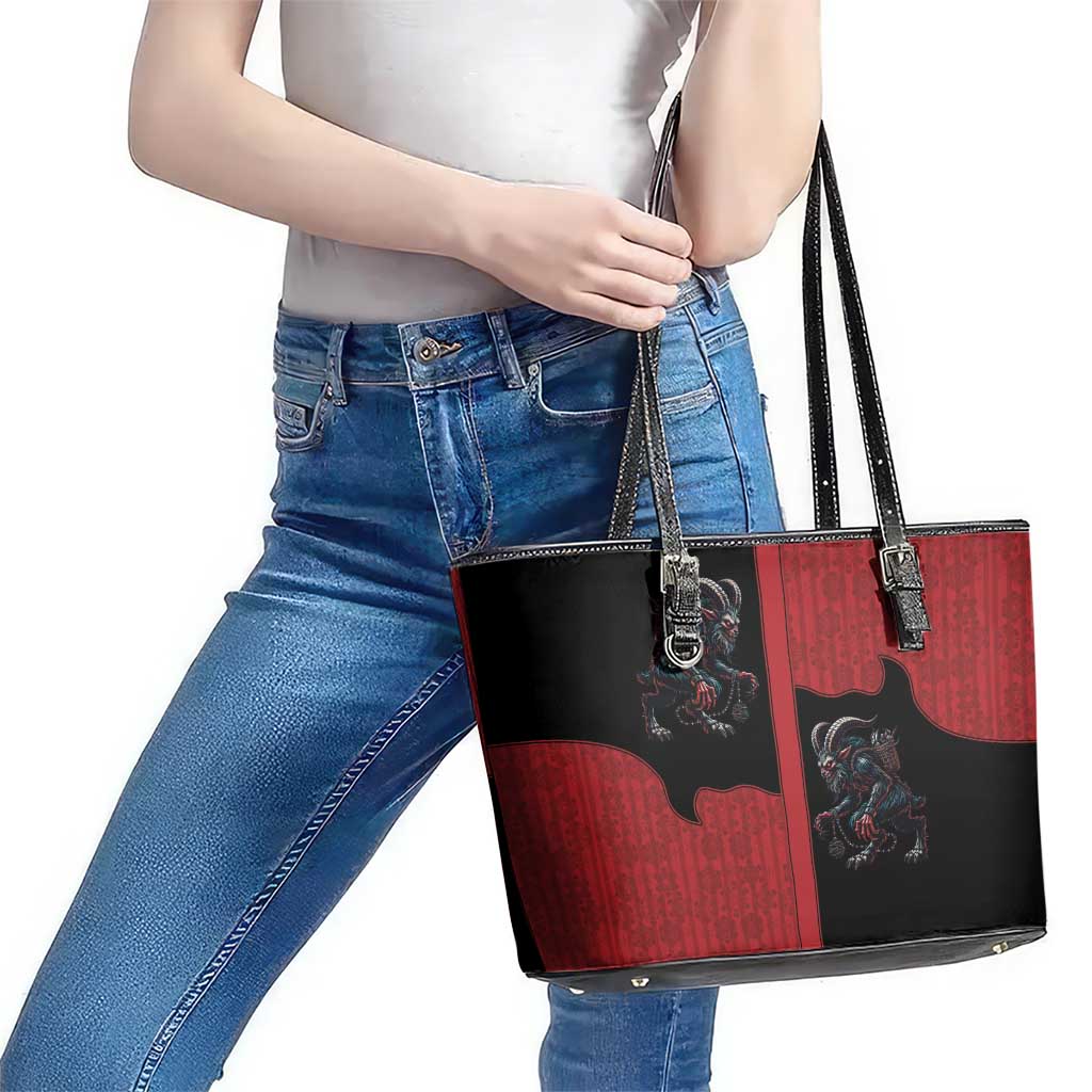 Western Yoke Leather Tote Bag Krampus Christmas Horror Style - Wonder Print Shop