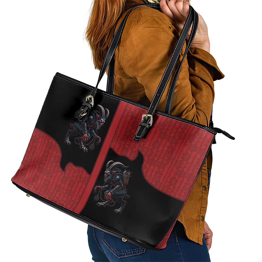 Western Yoke Leather Tote Bag Krampus Christmas Horror Style - Wonder Print Shop