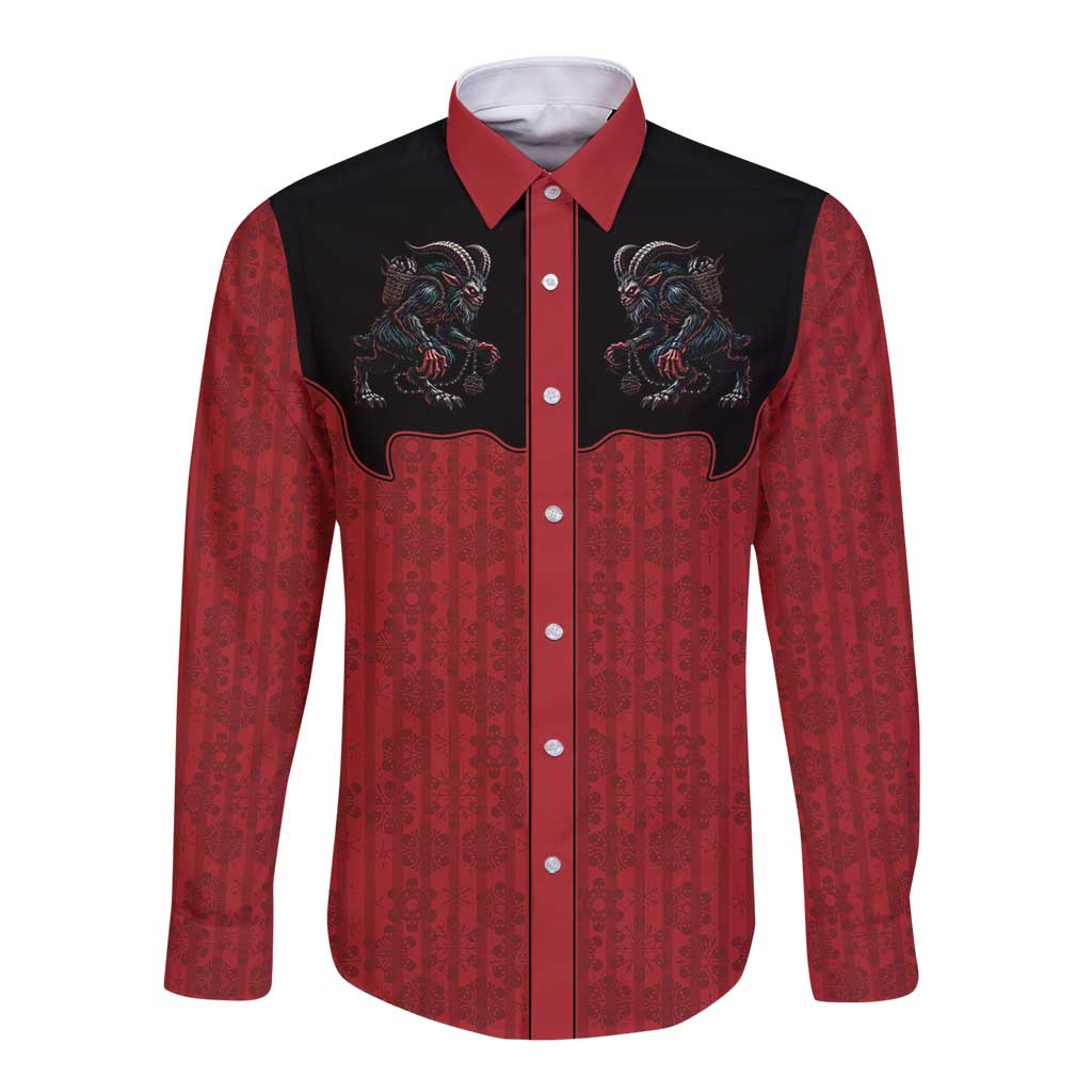 Western Yoke Long Sleeve Button Shirt Krampus Christmas Horror Style - Wonder Print Shop