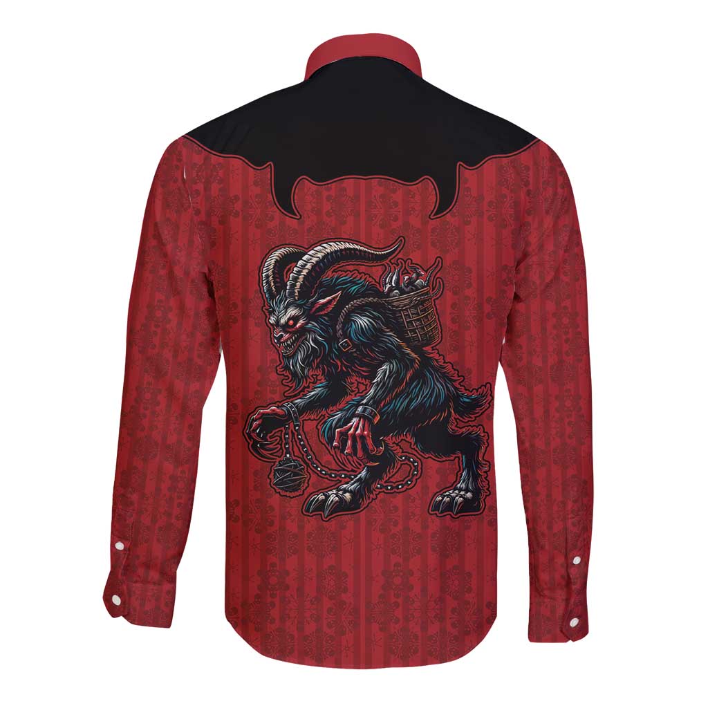 Western Yoke Long Sleeve Button Shirt Krampus Christmas Horror Style - Wonder Print Shop