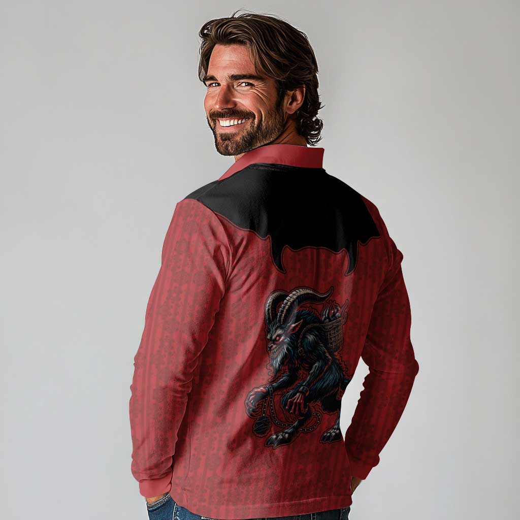 Western Yoke Long Sleeve Polo Shirt Krampus Christmas Horror Style - Wonder Print Shop