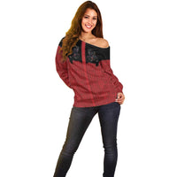 Western Yoke Off Shoulder Sweater Krampus Christmas Horror Style - Wonder Print Shop