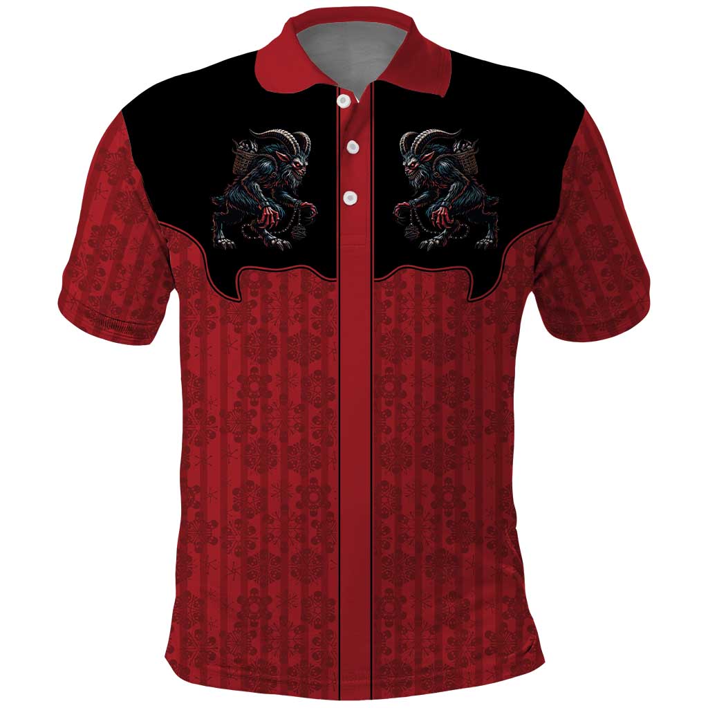 Western Yoke Polo Shirt Krampus Christmas Horror Style - Wonder Print Shop