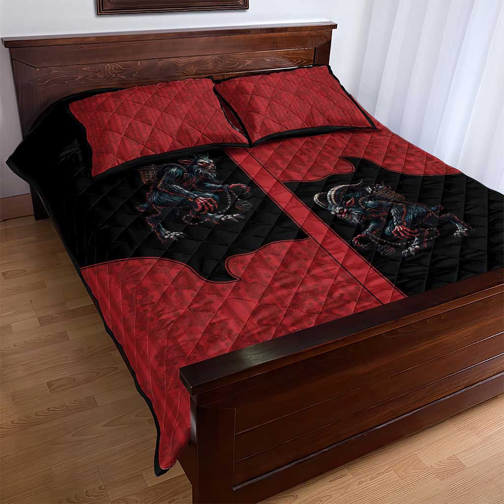 Western Yoke Quilt Bed Set Krampus Christmas Horror Style - Wonder Print Shop