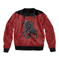 Western Yoke Sleeve Zip Bomber Jacket Krampus Christmas Horror Style - Wonder Print Shop